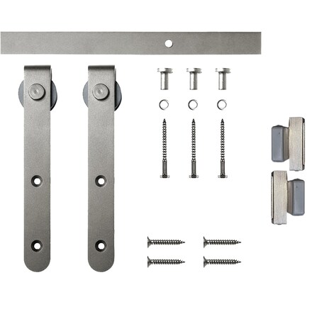Quiet Glide Soft Close 48" Satin Nickel Hook Mini Single Barn Door Hardware NT.1310.01.SN-48-SC